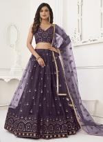 Butterfly Net Wine Party Wear Embroidery Work Lehenga Choli